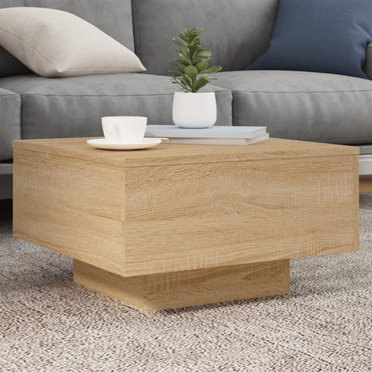 Table basse avec lumières LED Chêne Sonoma 55x55x31 cm