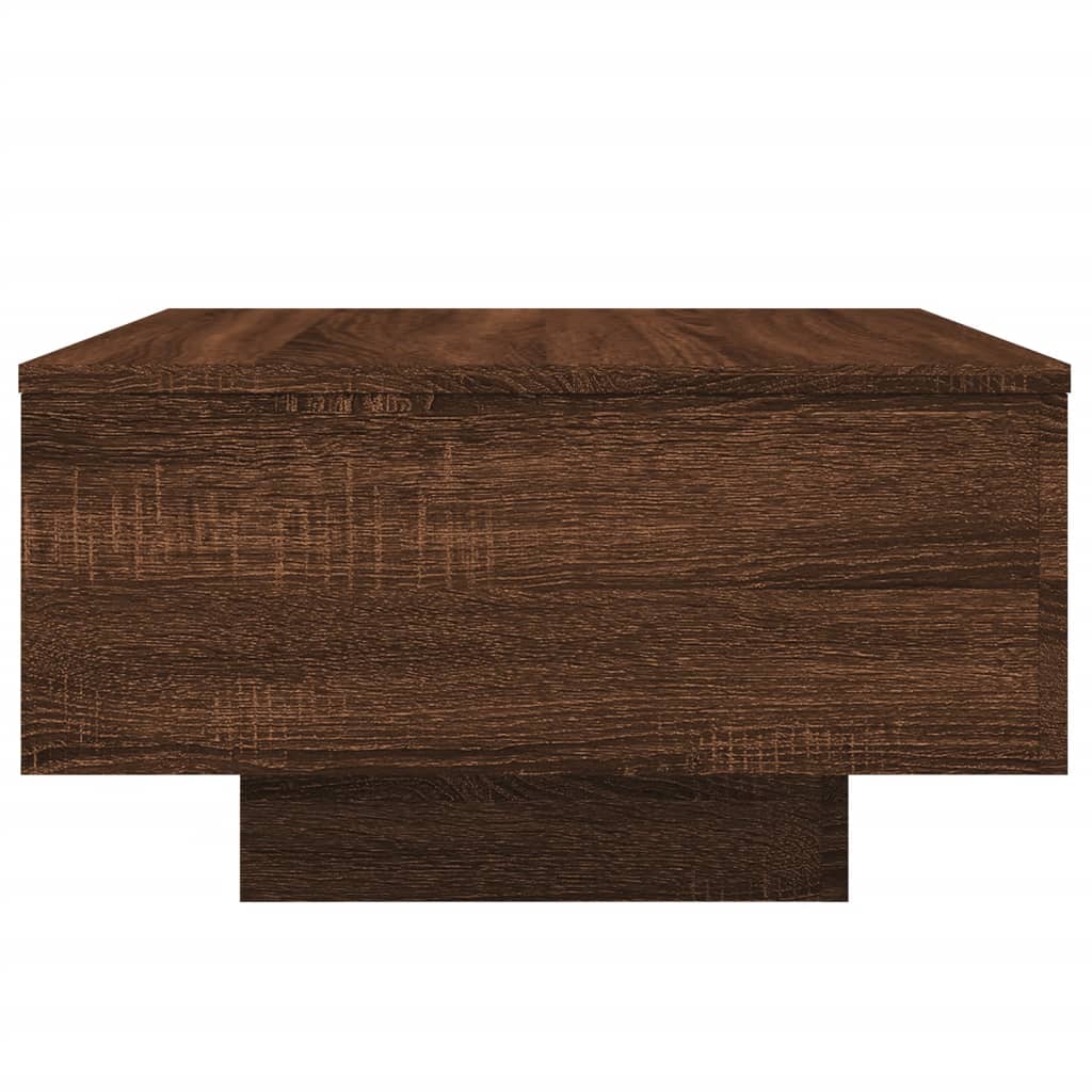 Table basse avec lumières LED aspect chêne marron 55x55x31 cm