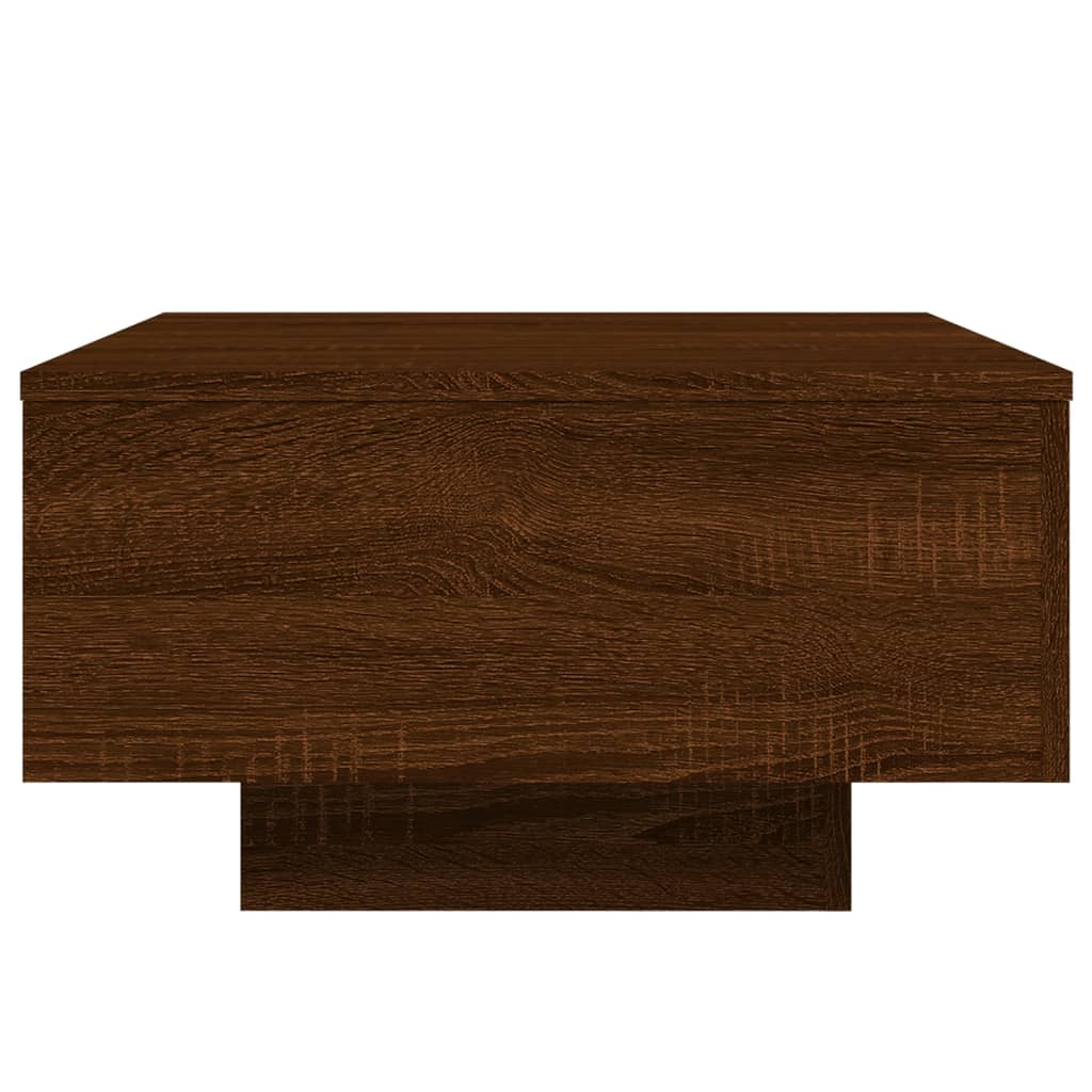 Table basse avec lumières LED aspect chêne marron 55x55x31 cm