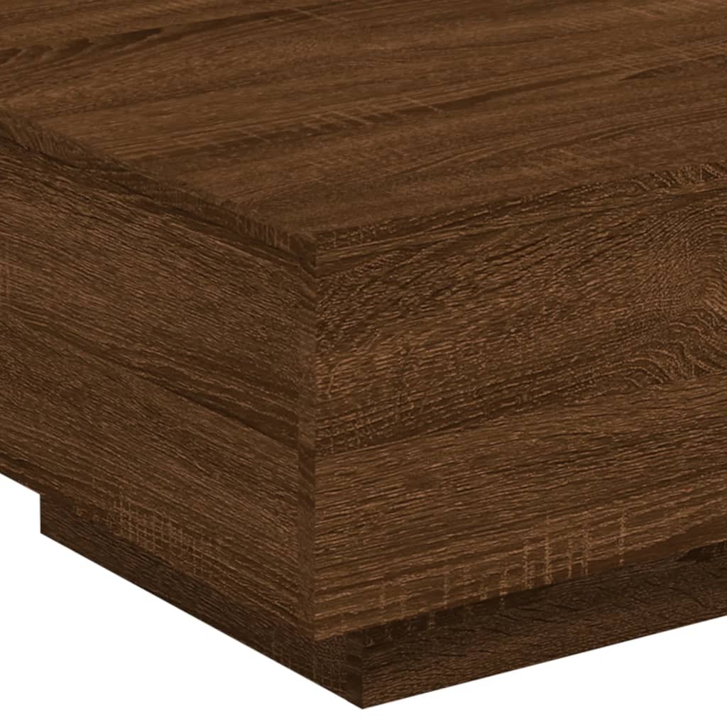 Table basse avec lumières LED aspect chêne marron 55x55x31 cm