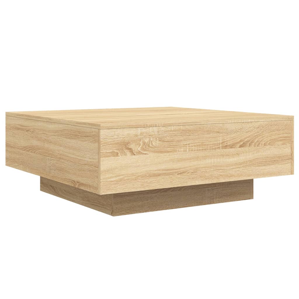 Table basse avec lumières LED Chêne Sonoma 80x80x31 cm