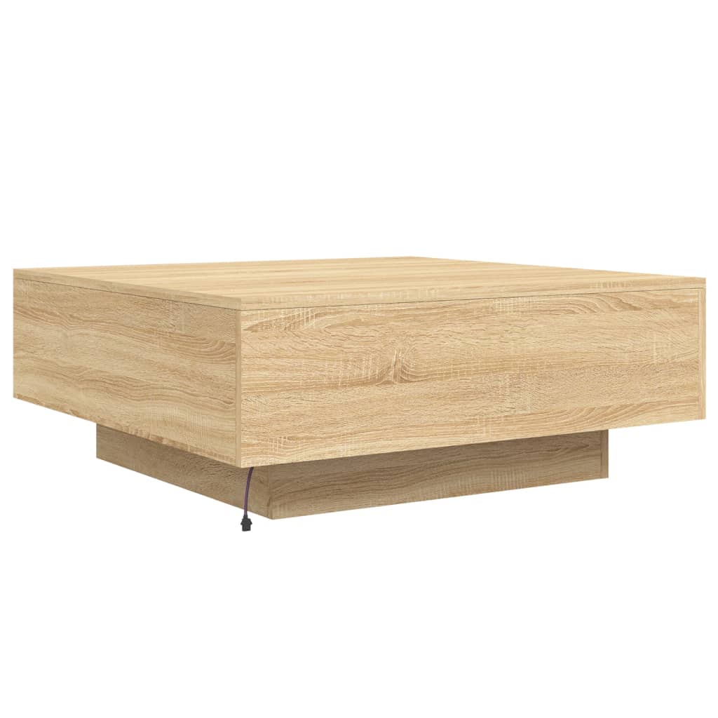 Table basse avec lumières LED Chêne Sonoma 80x80x31 cm
