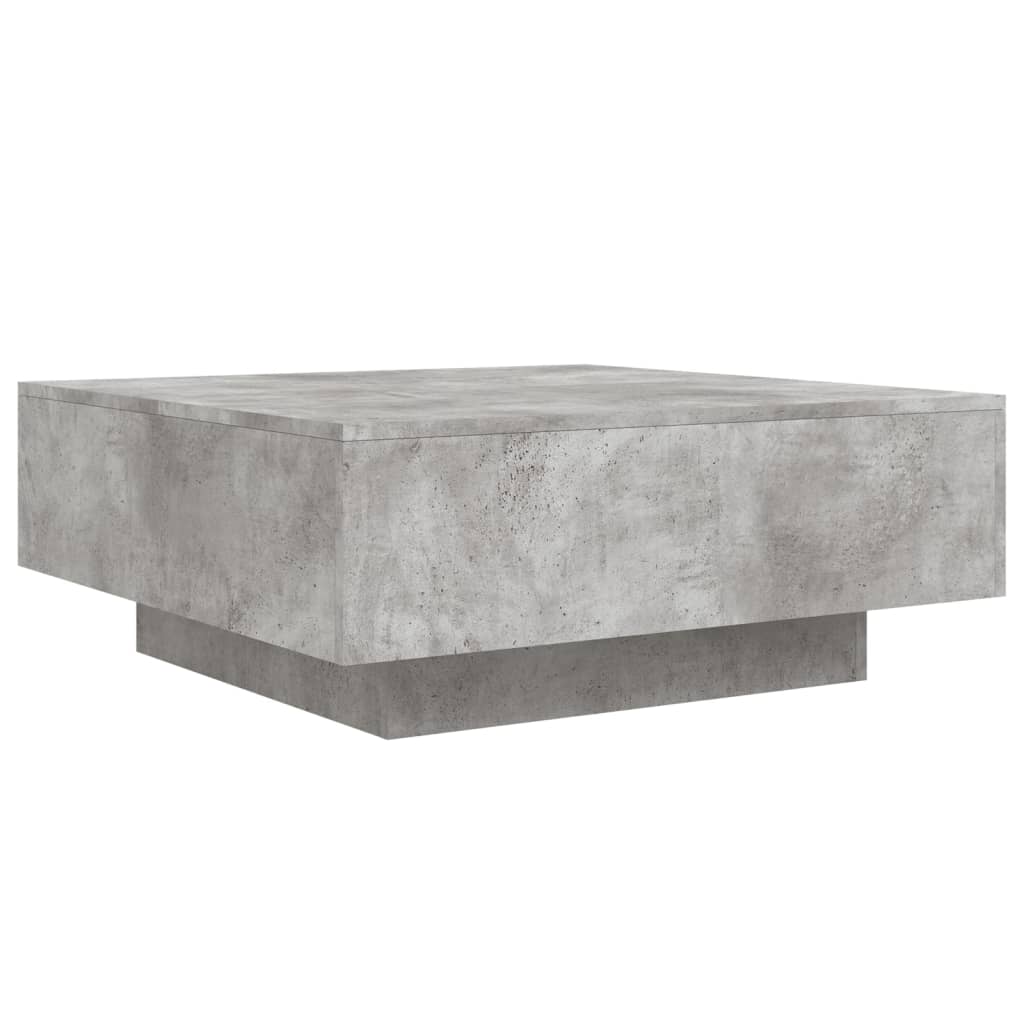 Table basse avec lumières LED gris béton 80x80x31 cm