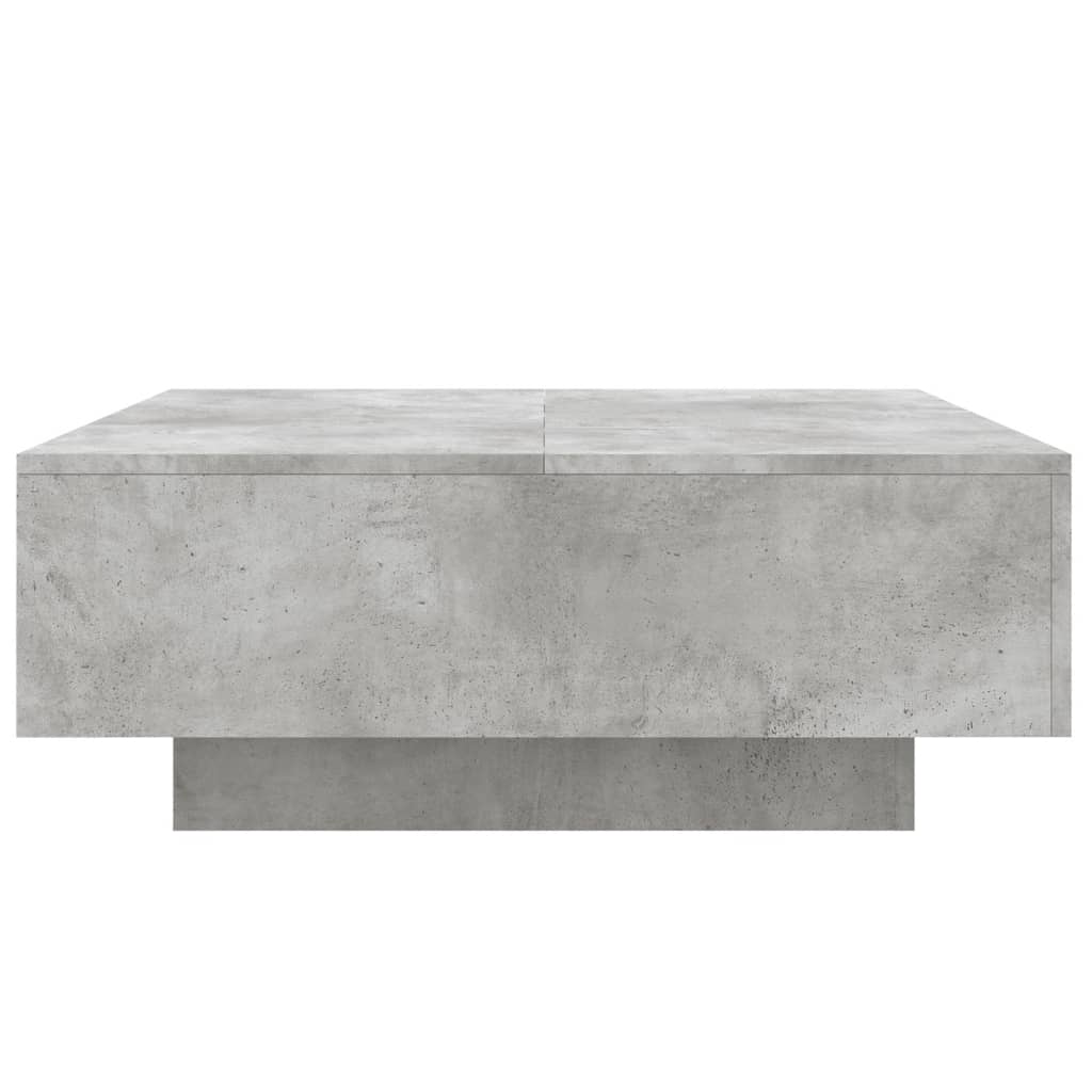 Table basse avec lumières LED gris béton 80x80x31 cm