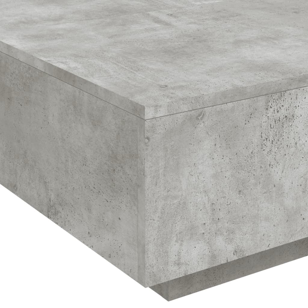 Table basse avec lumières LED gris béton 80x80x31 cm