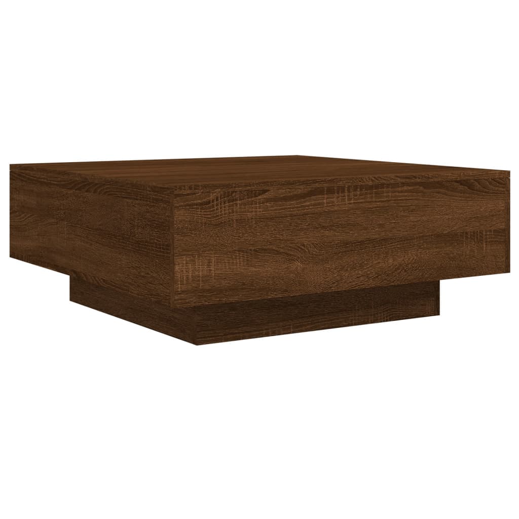 Table basse avec lumières LED aspect chêne marron 80x80x31 cm