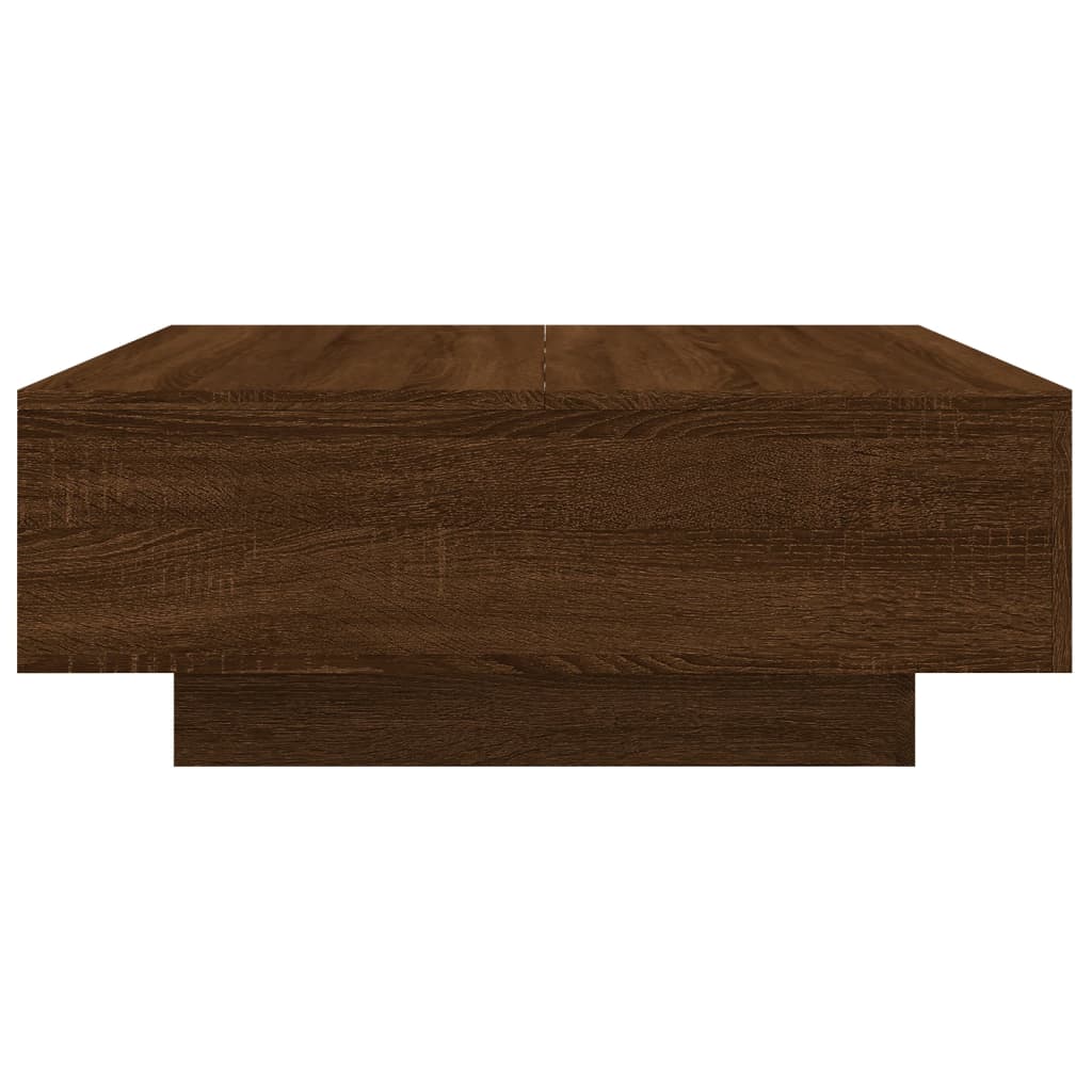 Table basse avec lumières LED aspect chêne marron 80x80x31 cm