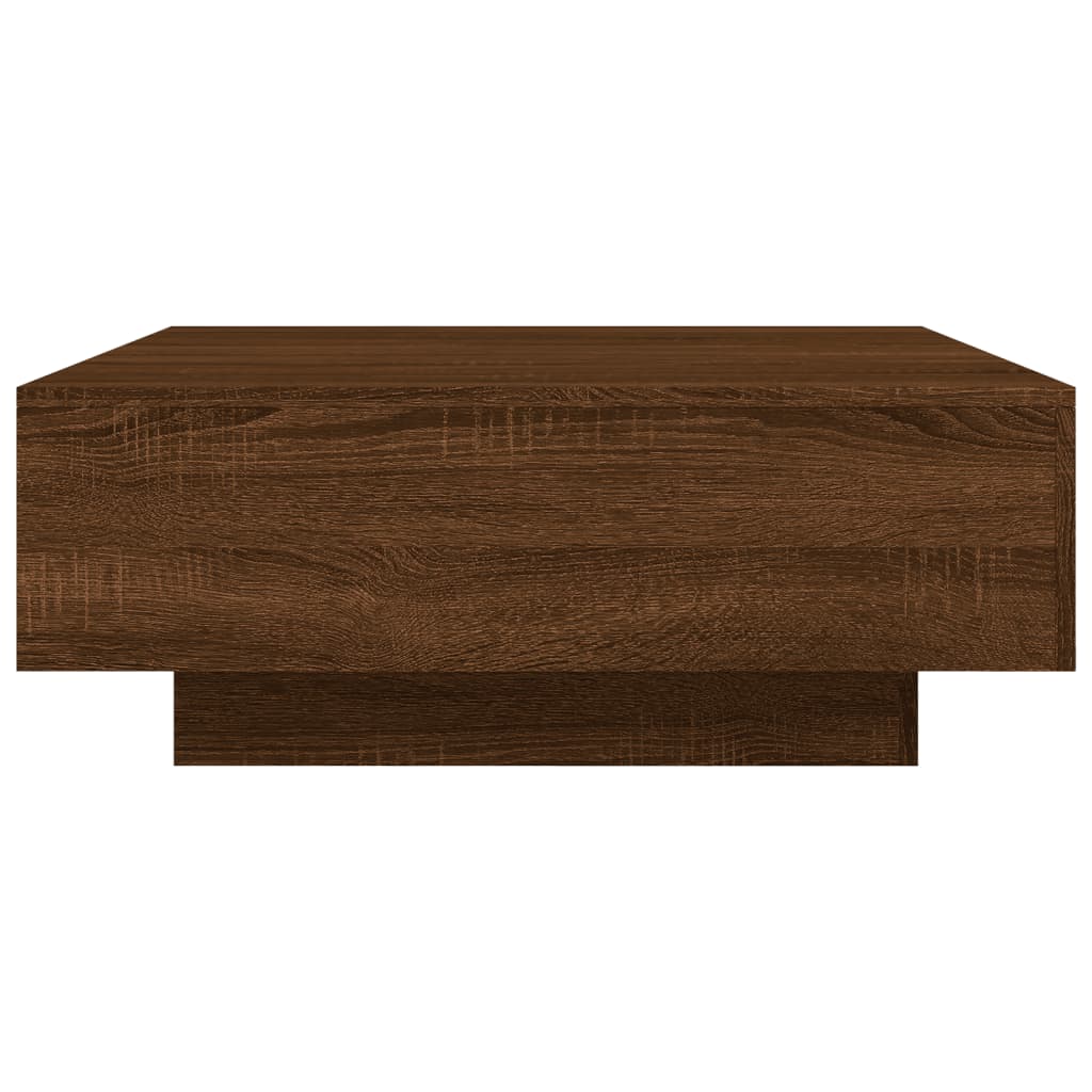 Table basse avec lumières LED aspect chêne marron 80x80x31 cm
