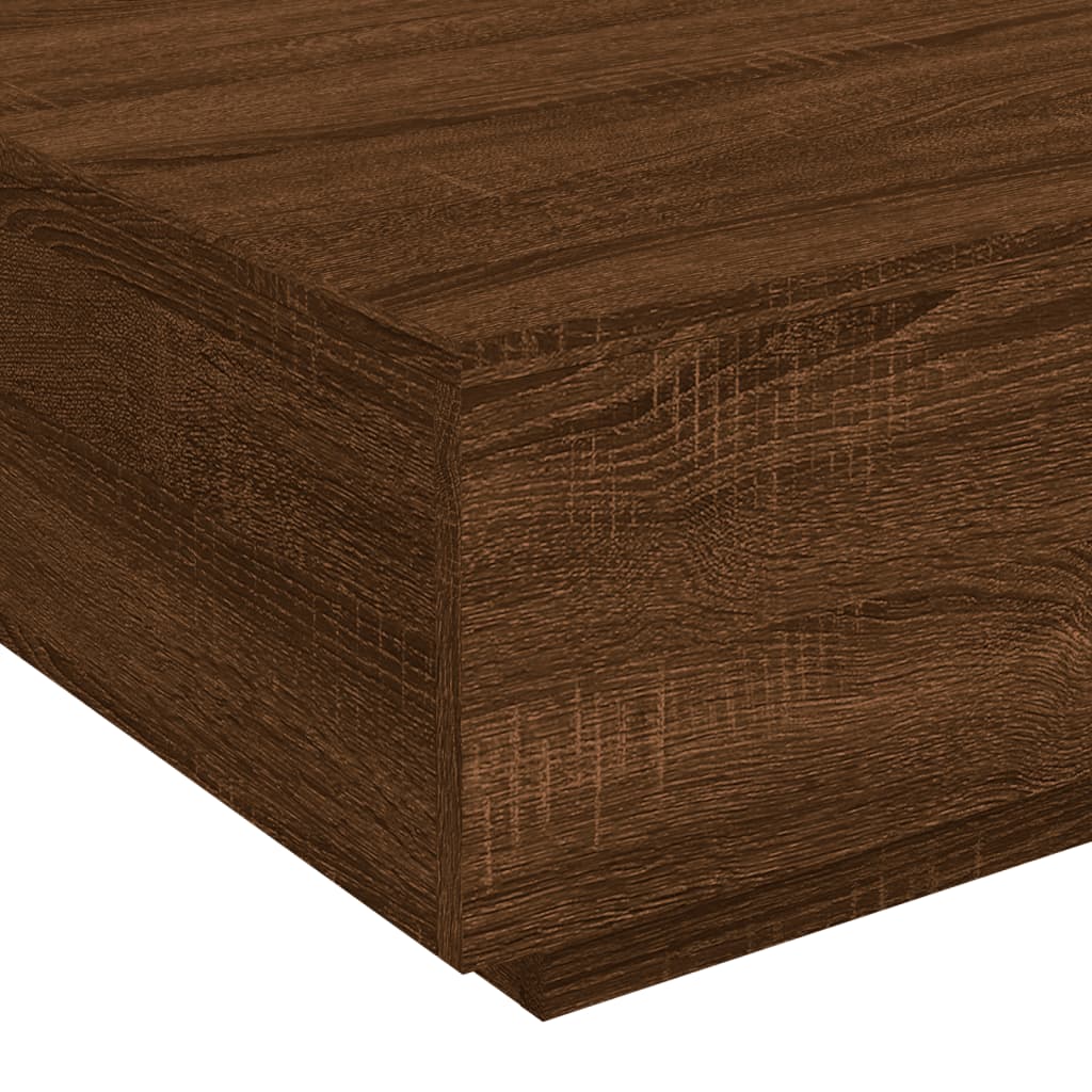 Table basse avec lumières LED aspect chêne marron 80x80x31 cm