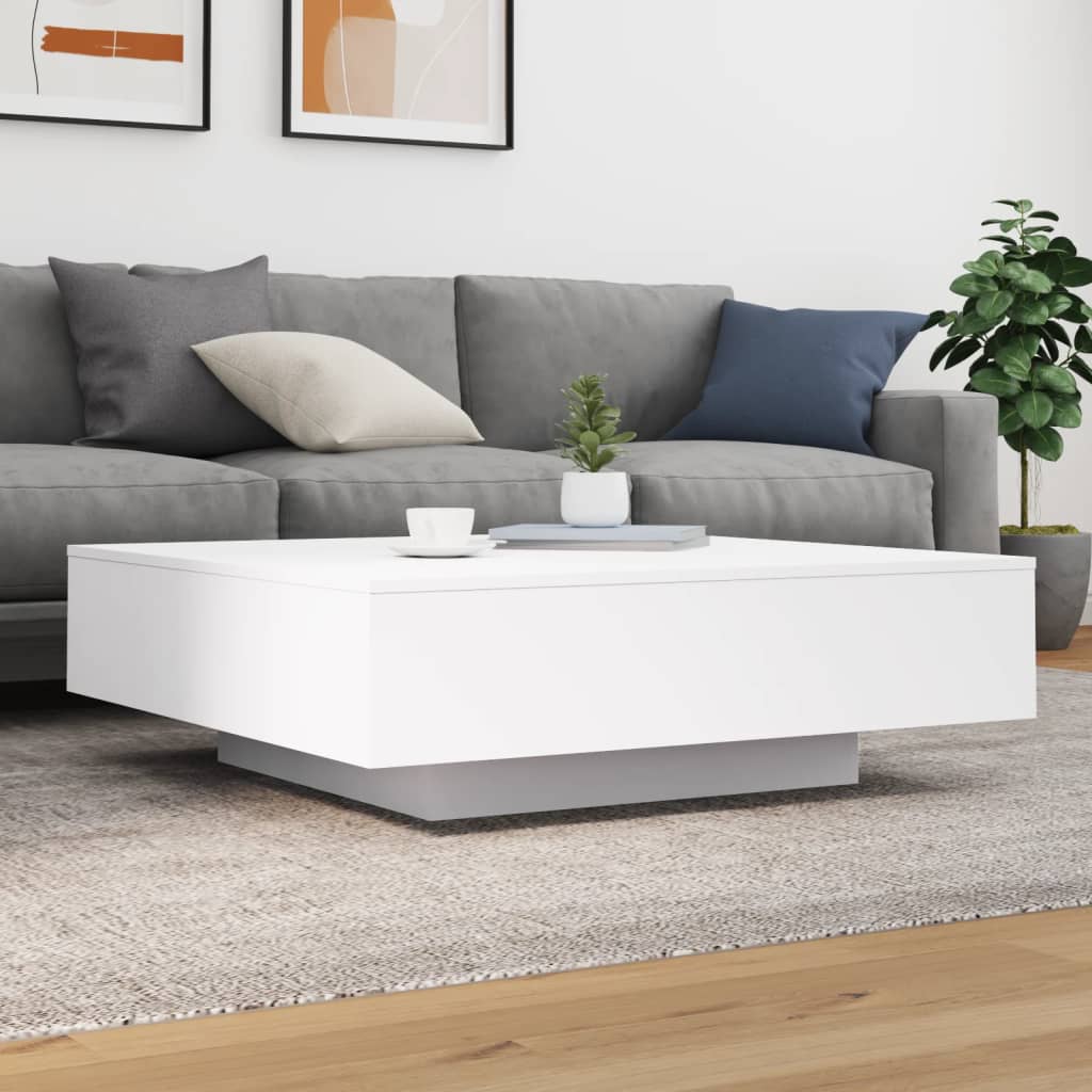 Table basse blanche 100x100x31 cm en bois