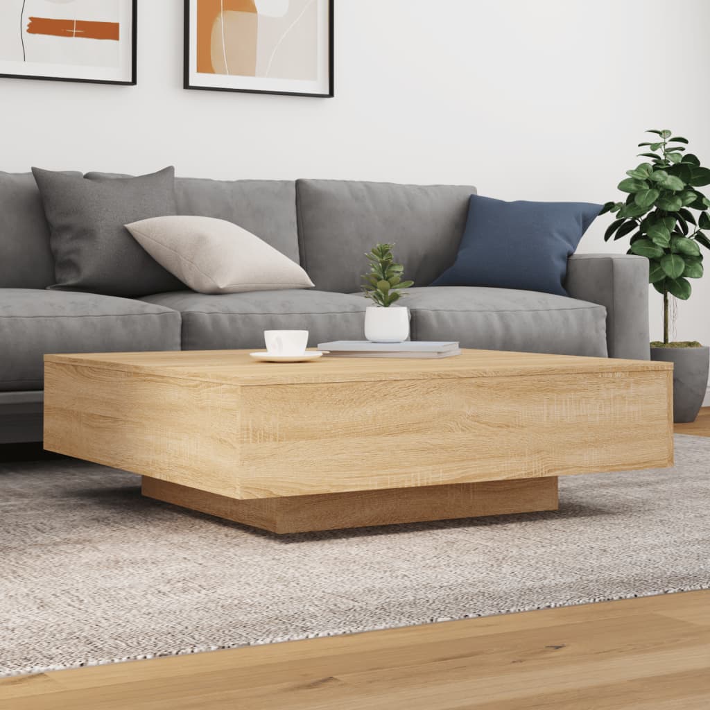 Table basse avec lumières LED Chêne Sonoma 100x100x31 cm