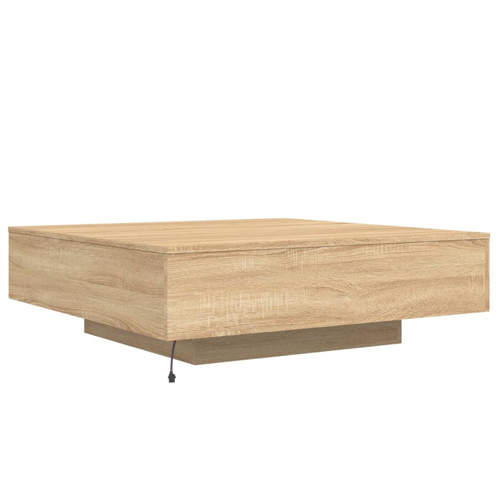 Table basse avec lumières LED Chêne Sonoma 100x100x31 cm