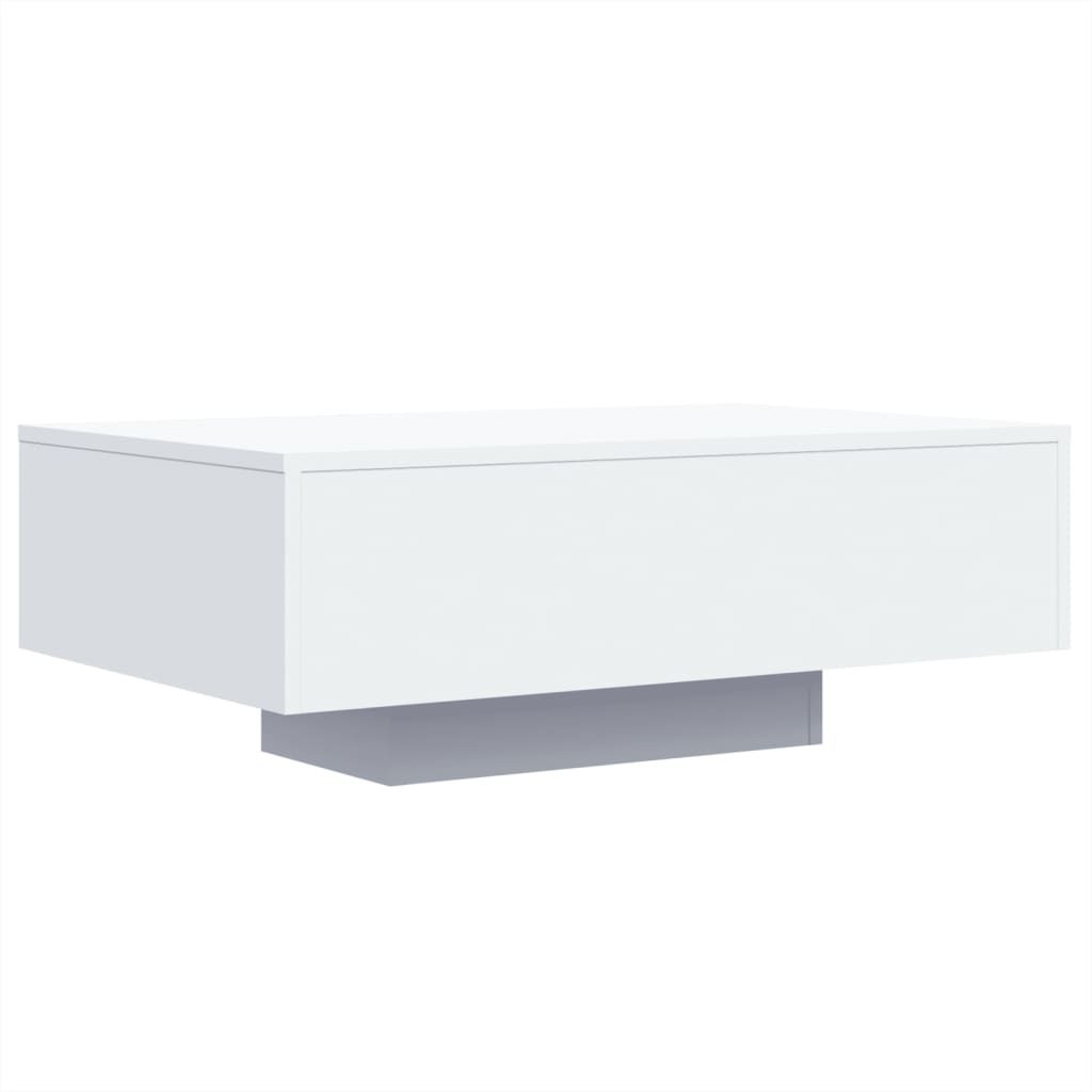 Coffee table with LED lights White 85x55x31 cm