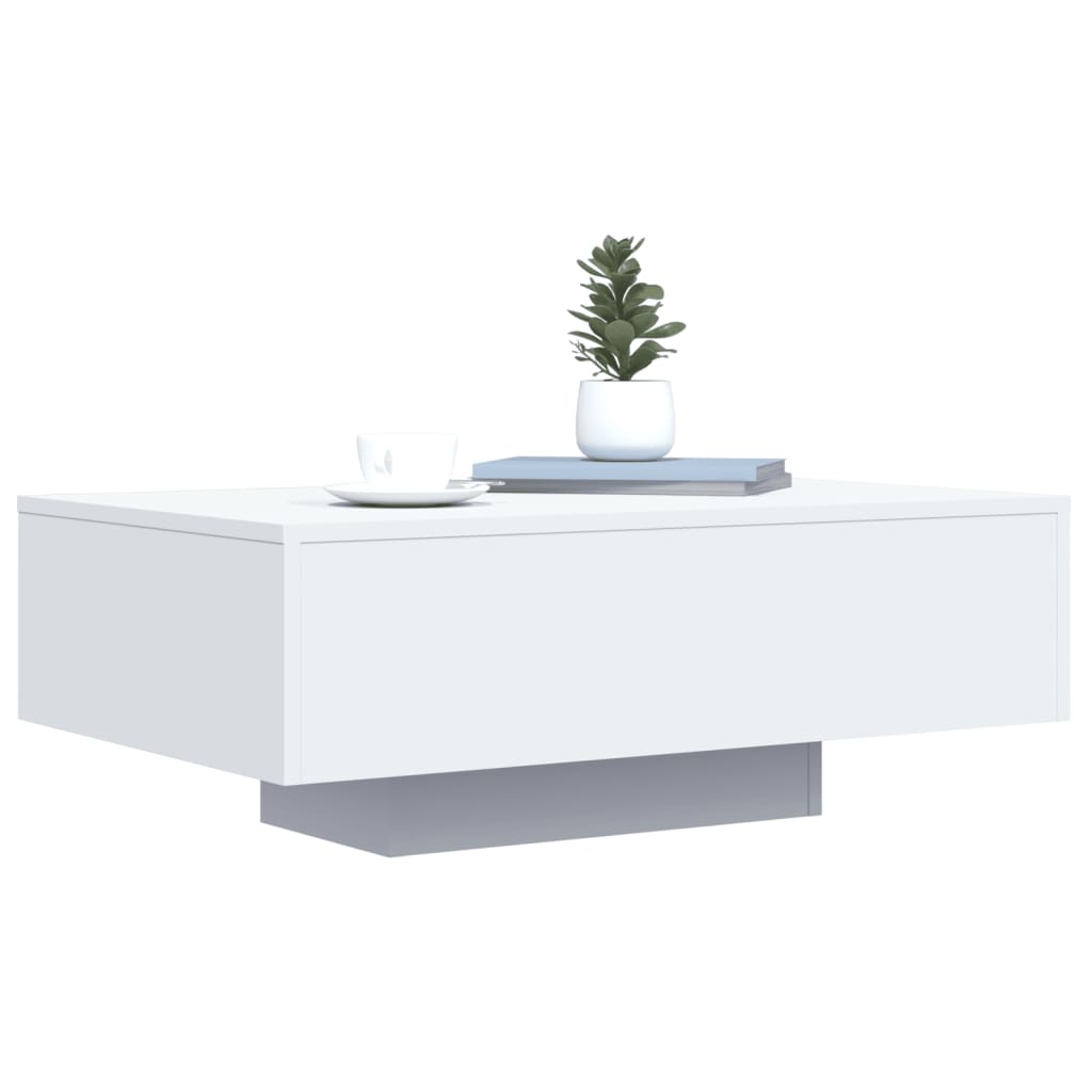 Coffee table with LED lights White 85x55x31 cm