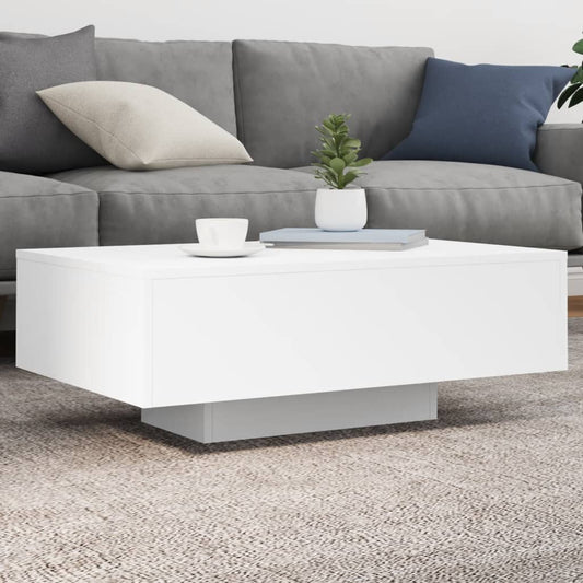 Coffee table with LED lights White 85x55x31 cm