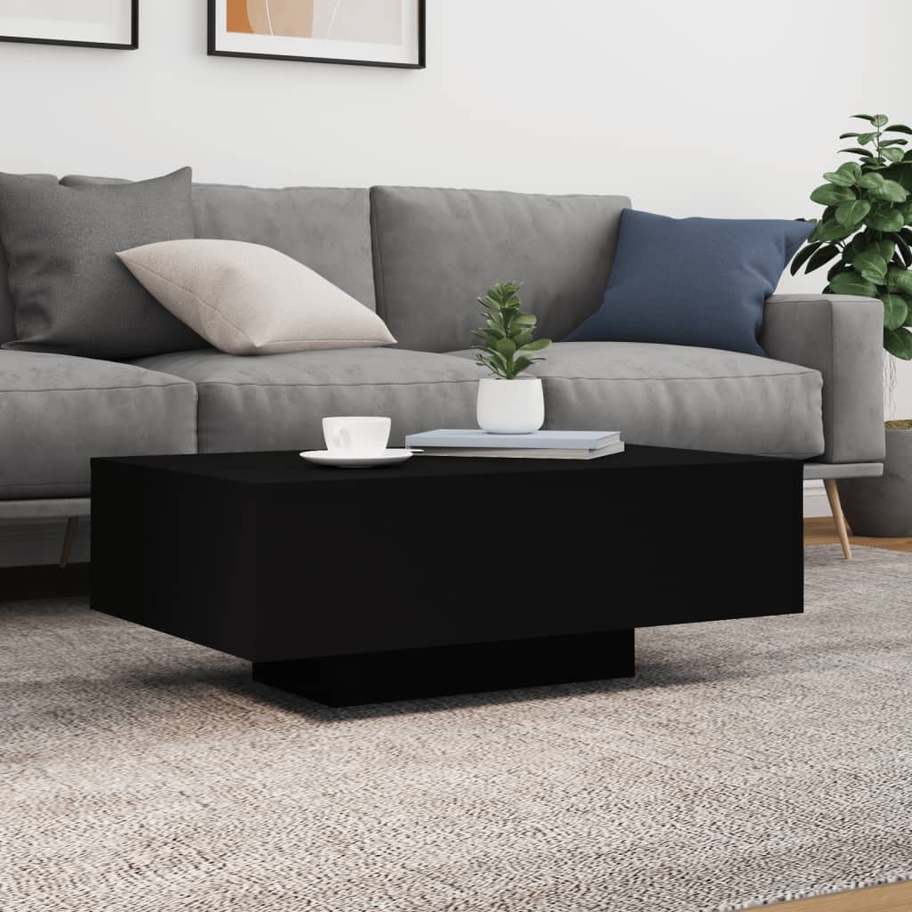 Coffee table with LED lights Black 85x55x31 cm