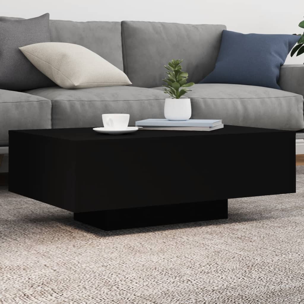 Coffee table with LED lights Black 85x55x31 cm