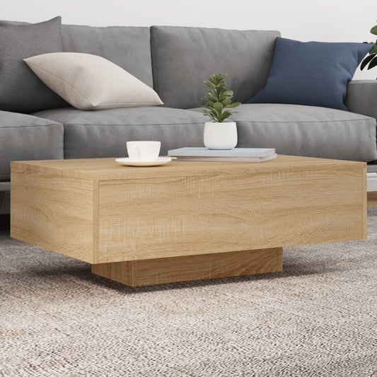 Table basse avec lumières LED Chêne Sonoma 85x55x31 cm
