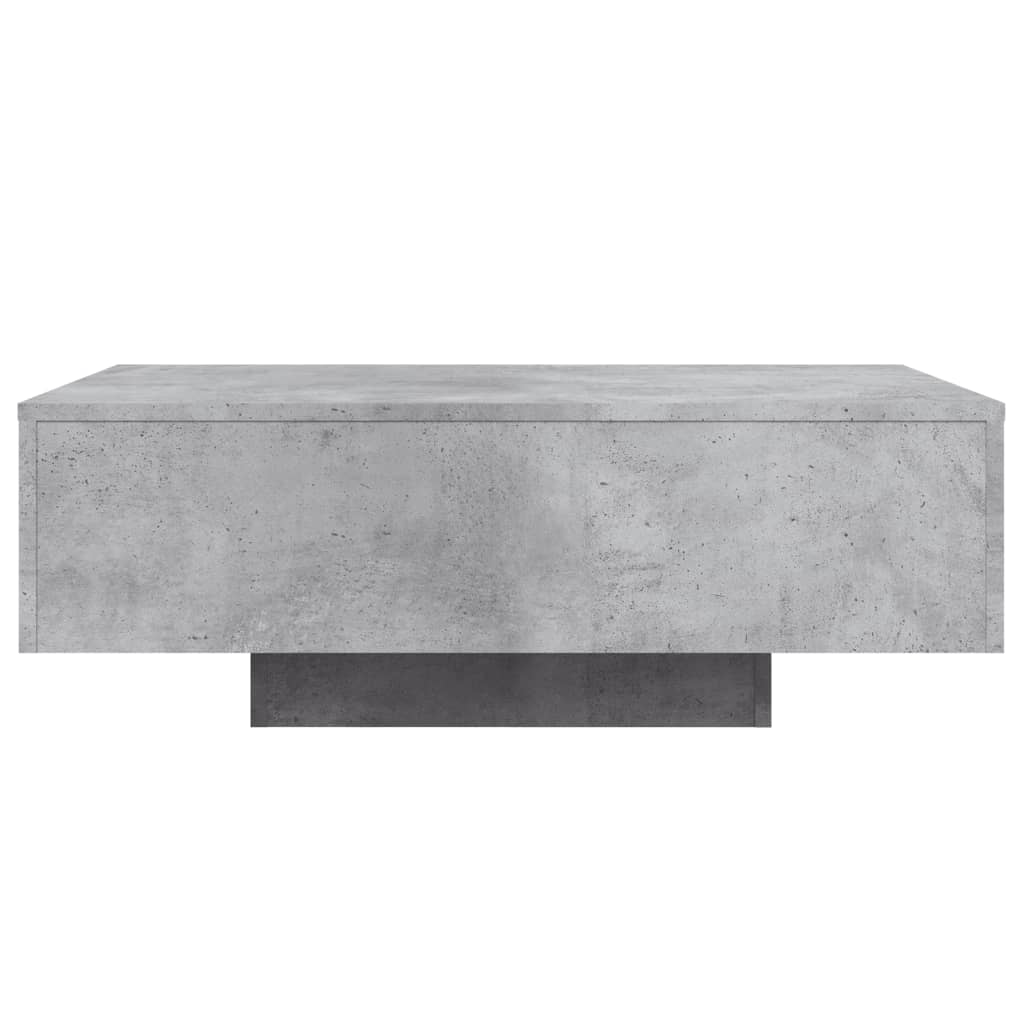Table basse avec lumières LED gris béton 85x55x31 cm