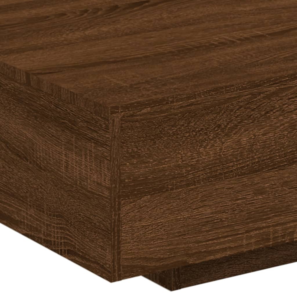 Coffee table with LED lights brown oak look 85x55x31 cm