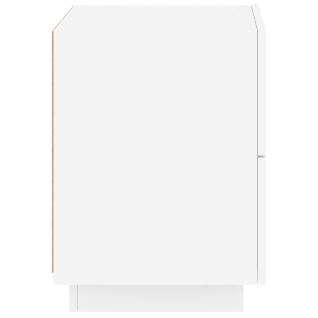 Bedside table with LED lights white wood material