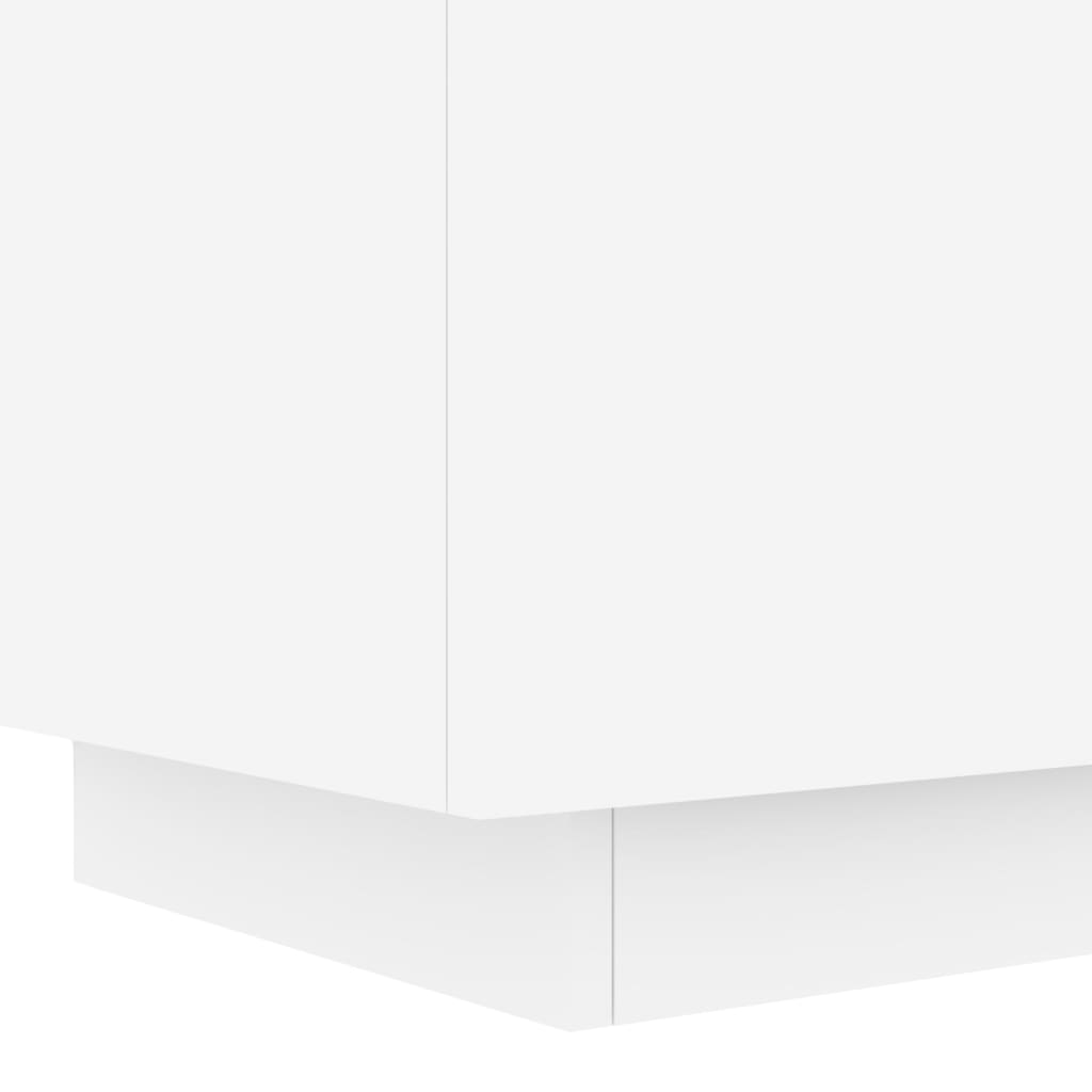 Bedside table with LED lights white wood material