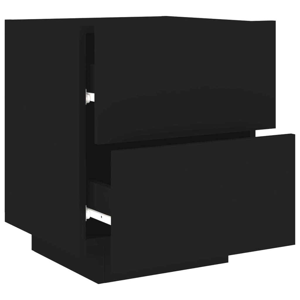 Bedside table with LED lights Black wood material