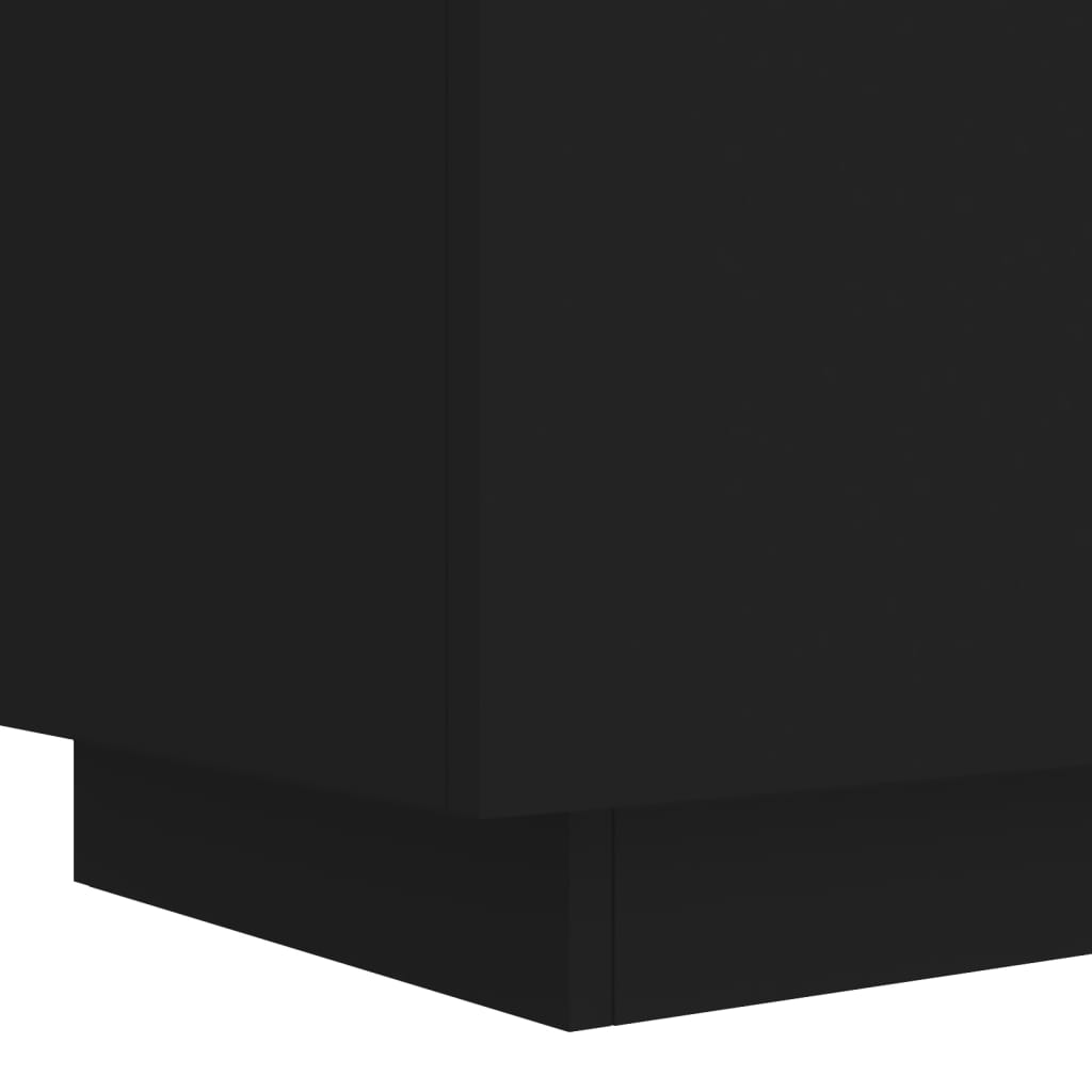 Bedside table with LED lights Black wood material