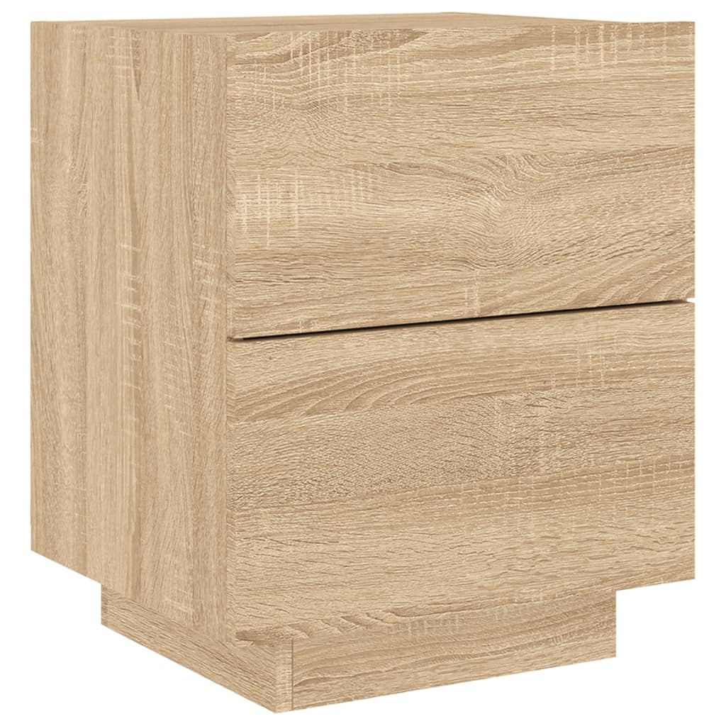 Bedside table with LED lights Sonoma oak wood material