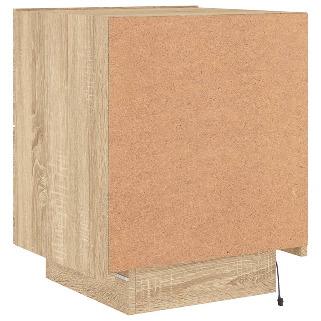 Bedside table with LED lights Sonoma oak wood material