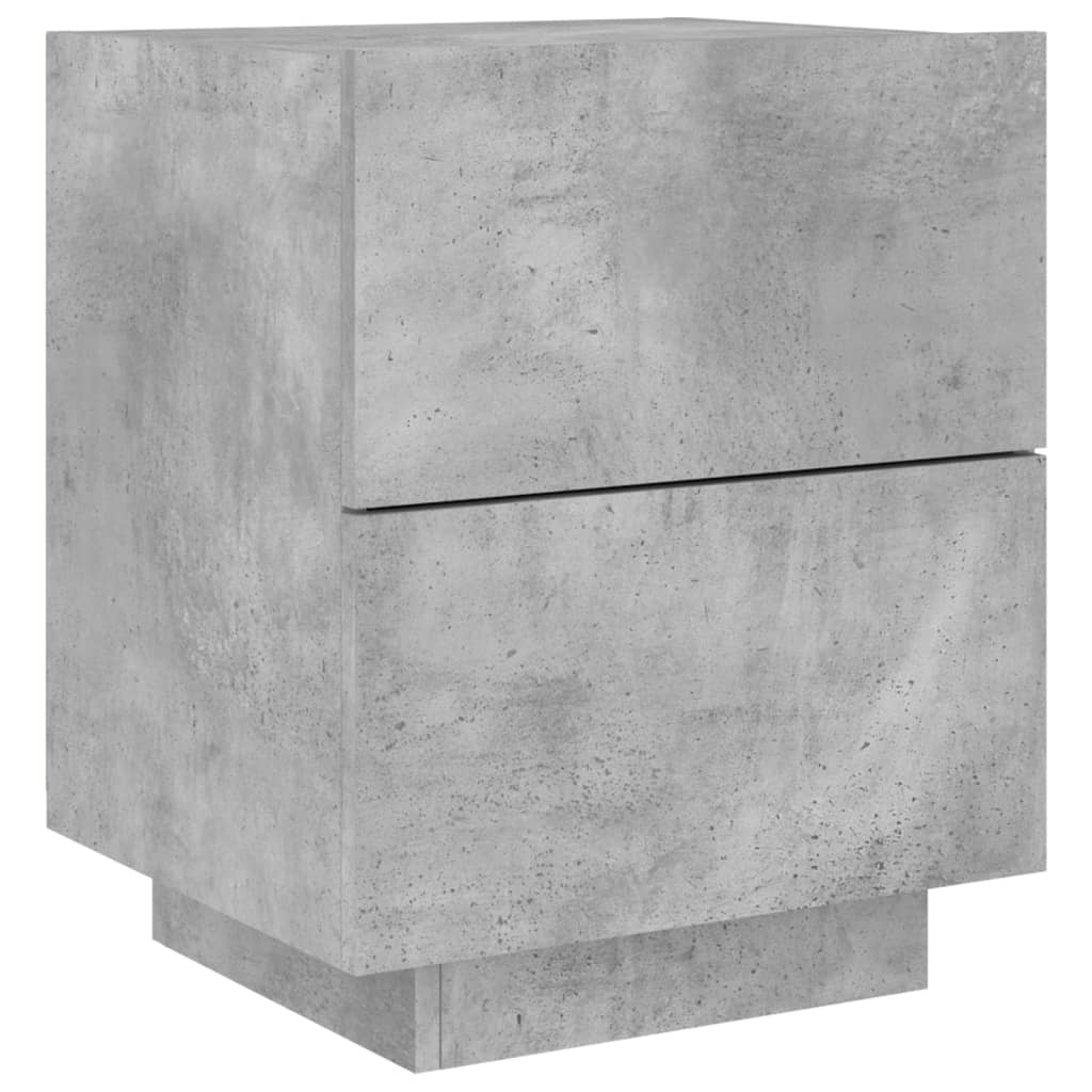 Bedside table with LED lights concrete gray wood material