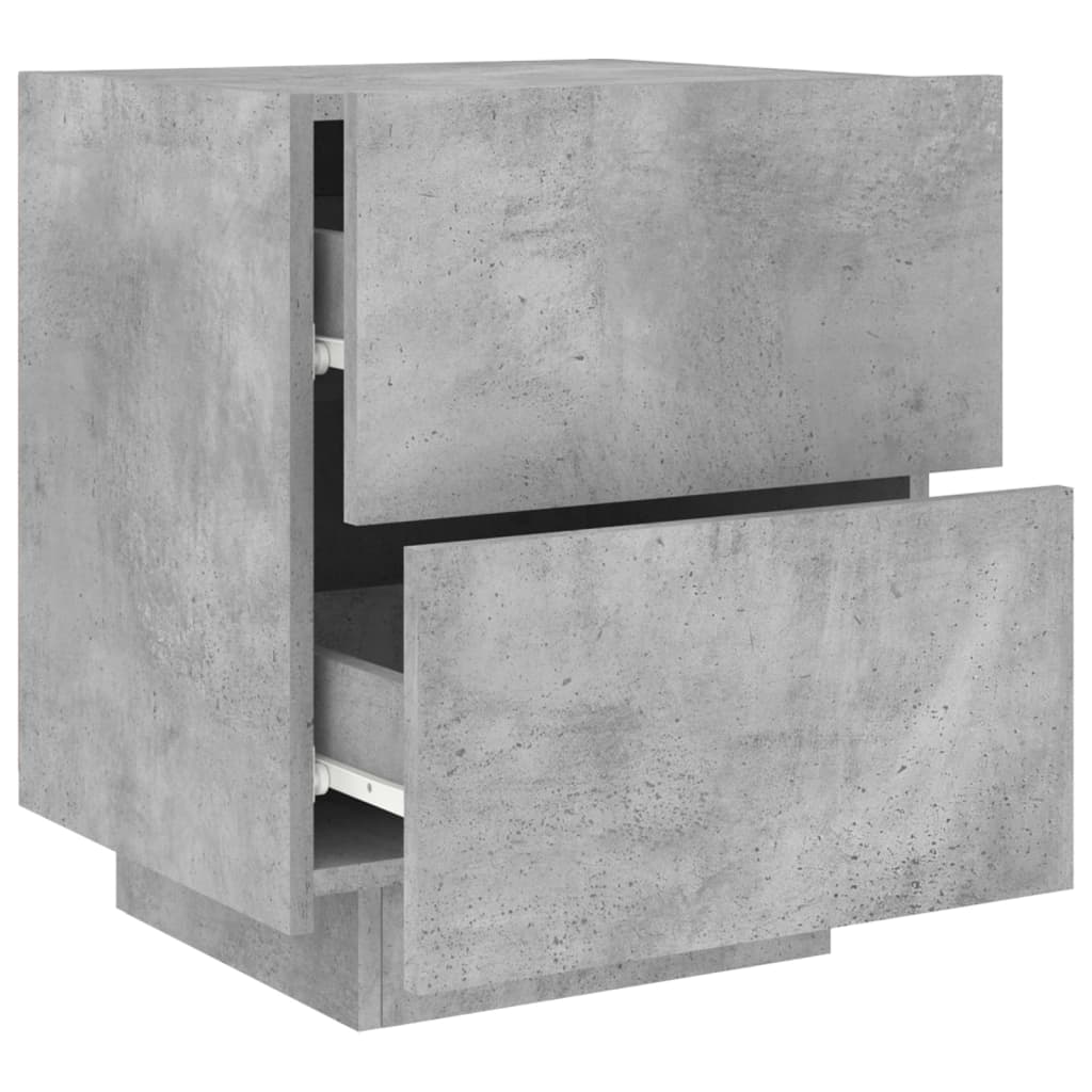 Bedside table with LED lights concrete gray wood material