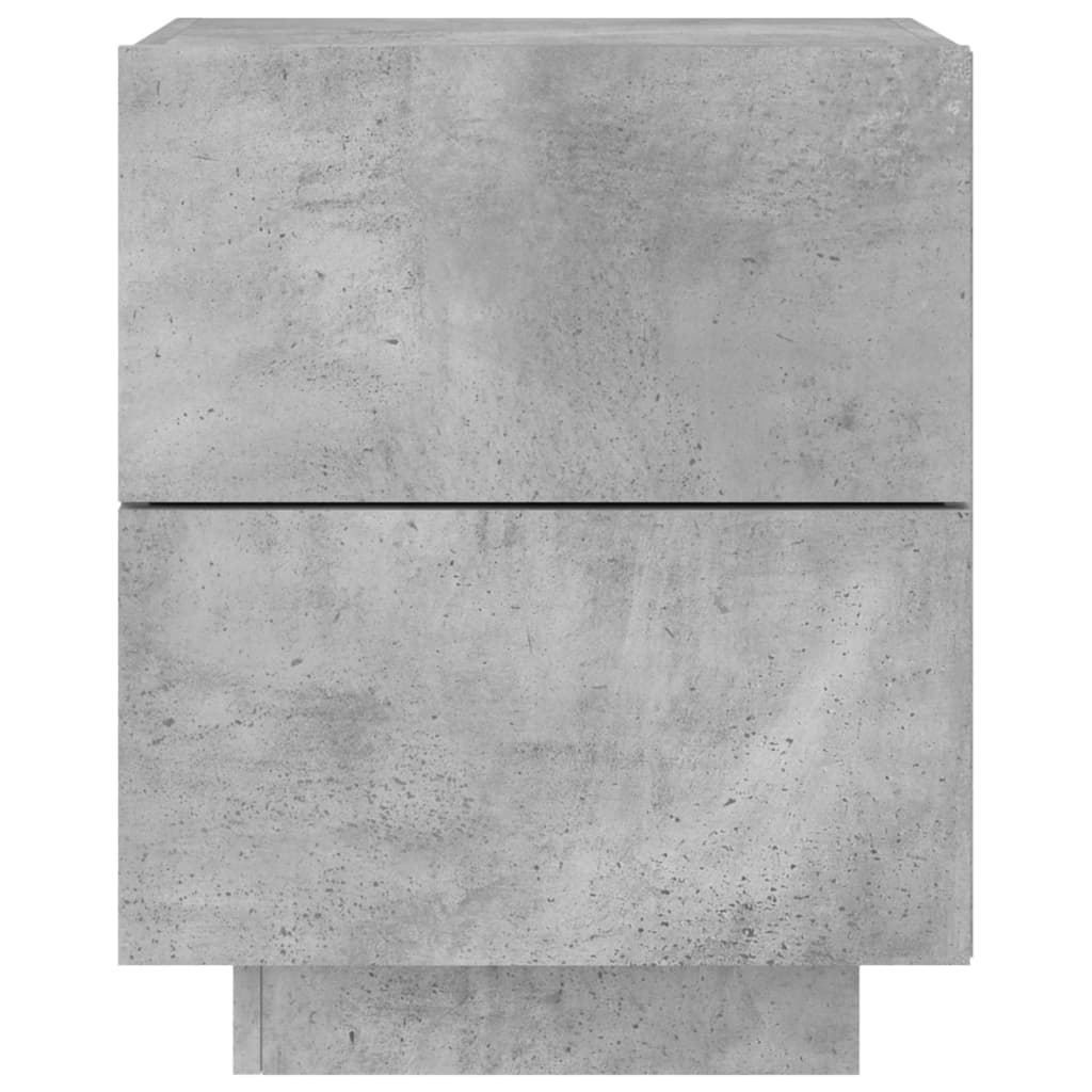 Bedside table with LED lights concrete gray wood material