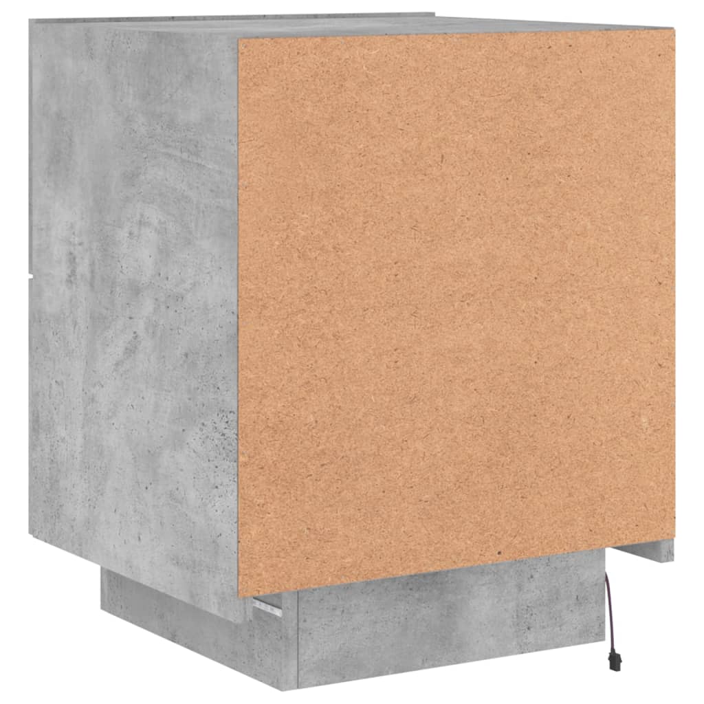 Bedside table with LED lights concrete gray wood material