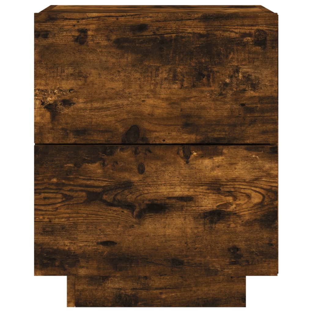 Bedside table with LED lights smoked oak wood material