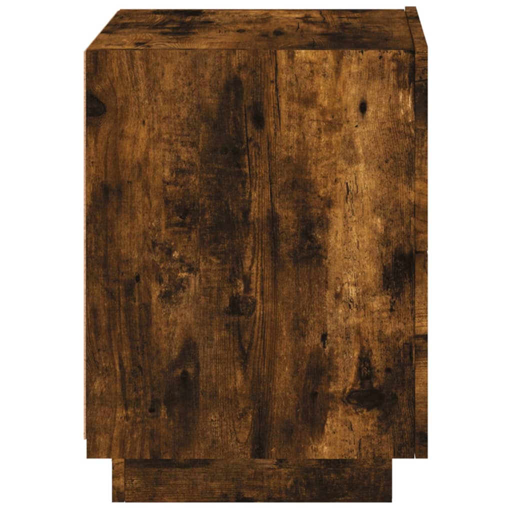 Bedside table with LED lights smoked oak wood material