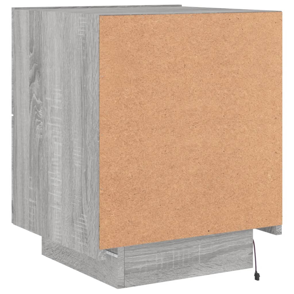 Bedside table with LED lights Gray Sonoma wood material