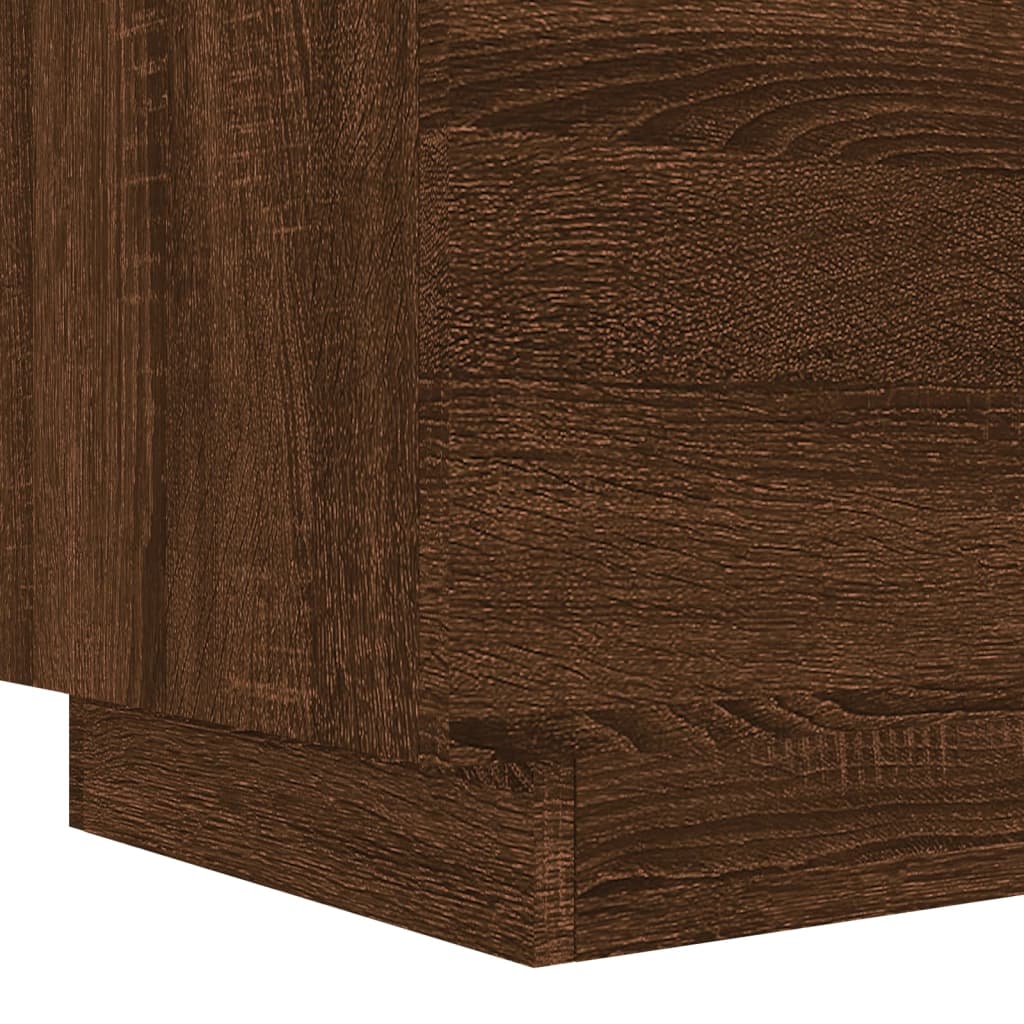 Bedside table with LED lights Brown oak look wood material