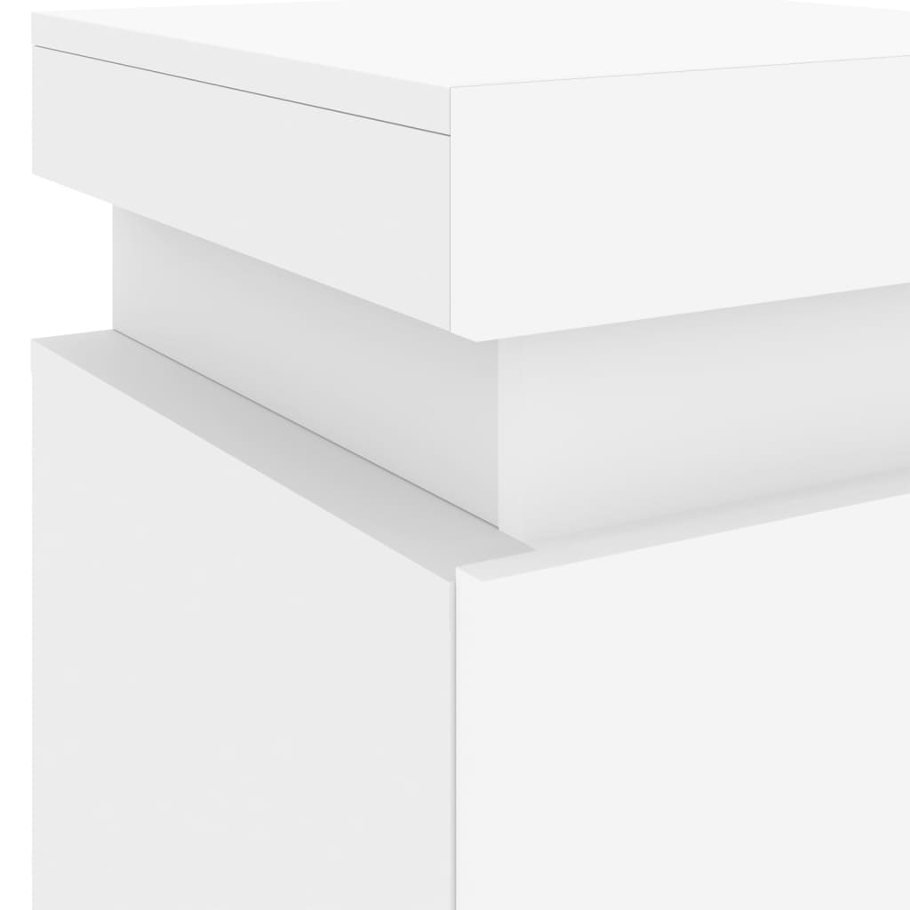 Bedside table with LED lights White 35x39x55 cm