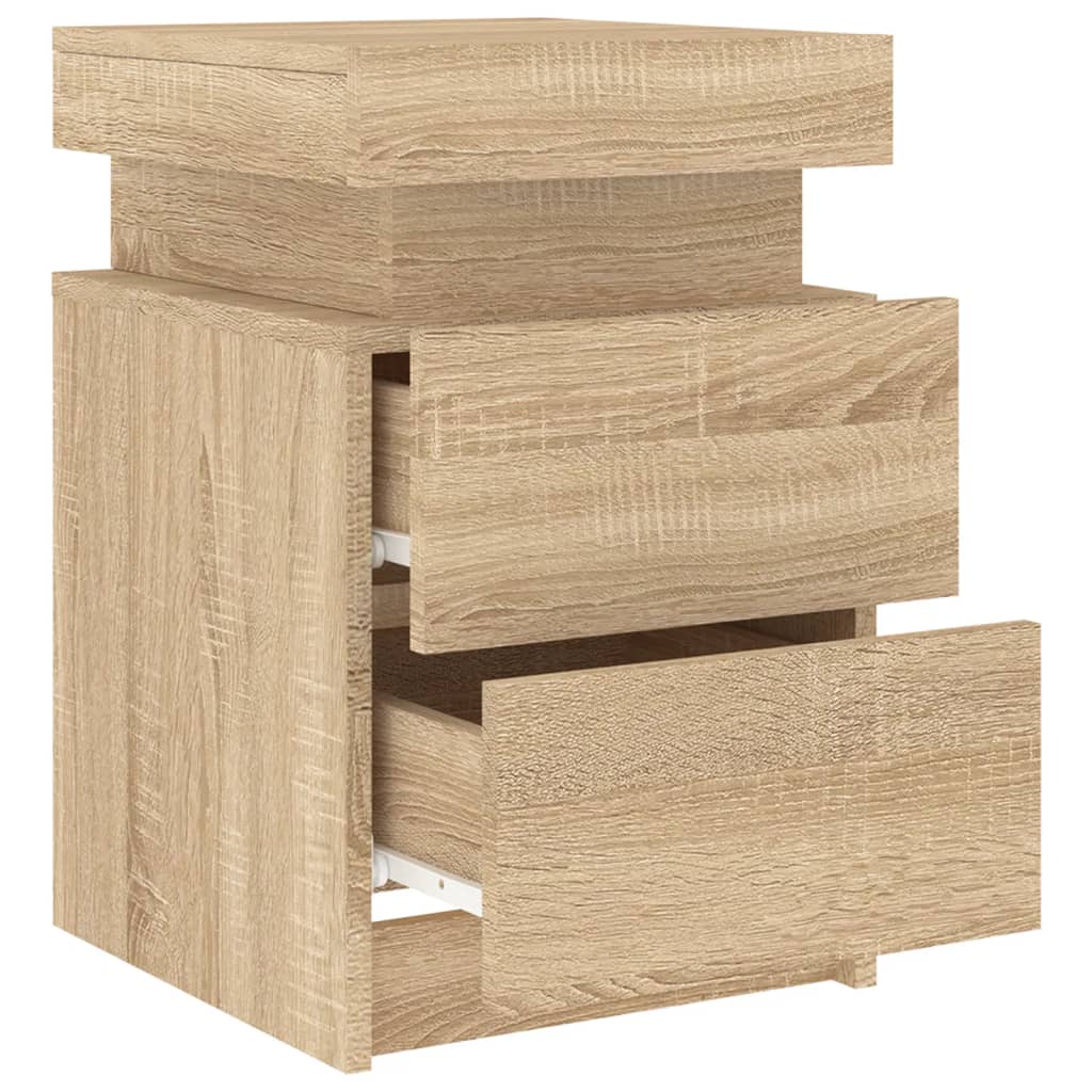 Table de chevet avec lumières LED Chêne Sonoma 35x39x55 cm