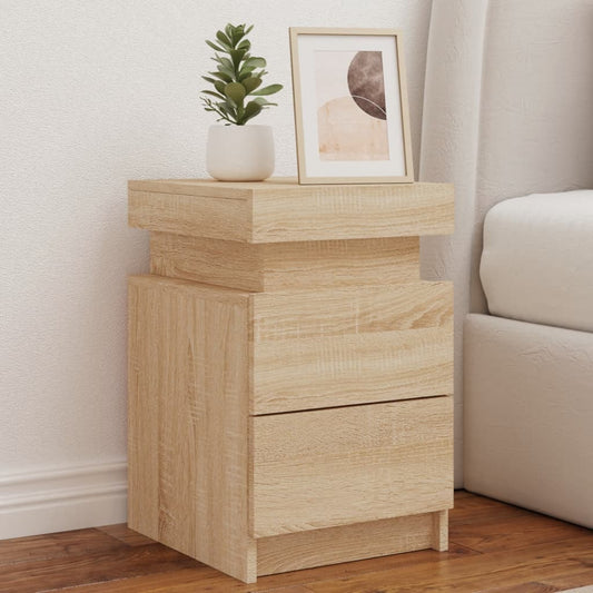 Table de chevet avec lumières LED Chêne Sonoma 35x39x55 cm