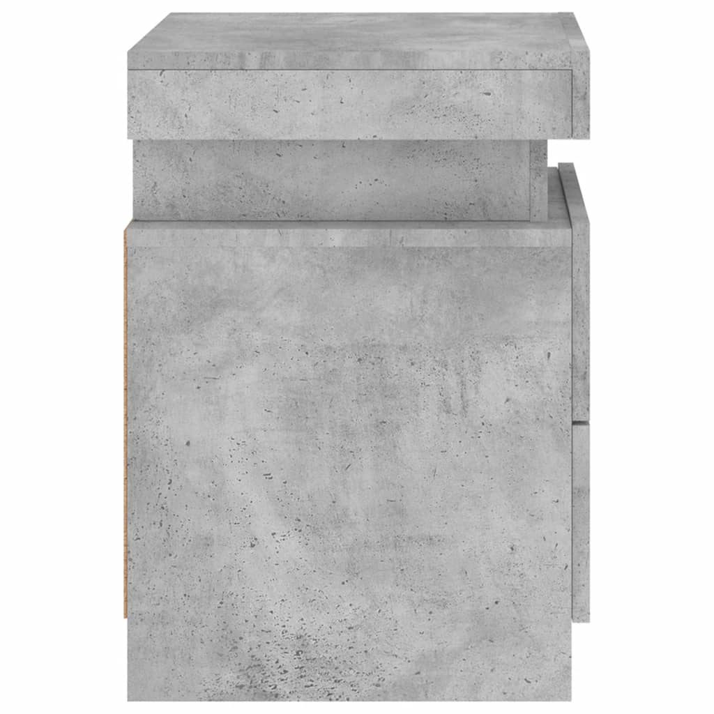 Bedside table with LED lights concrete grey 35x39x55 cm