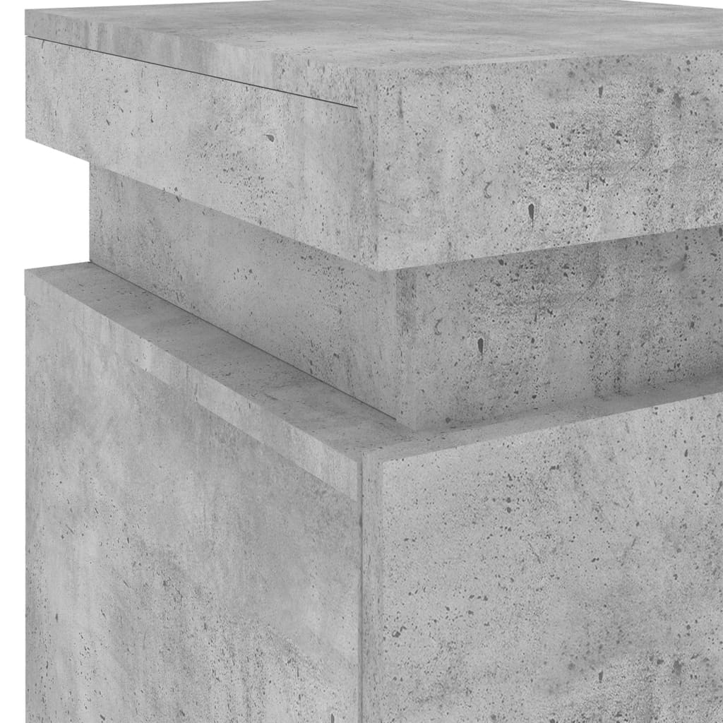 Bedside table with LED lights concrete grey 35x39x55 cm