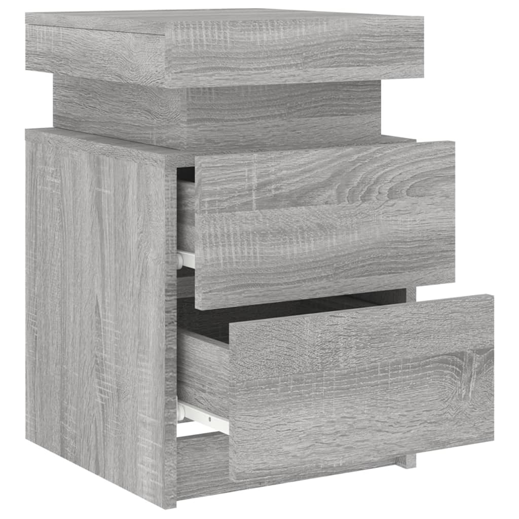 Bedside table with LED lights Gray Sonoma 35x39x55 cm