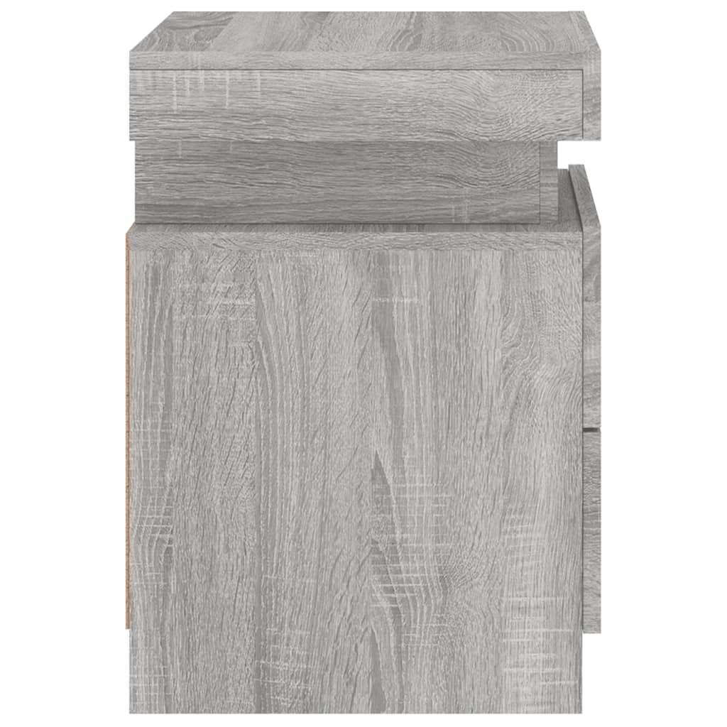 Bedside table with LED lights Gray Sonoma 35x39x55 cm