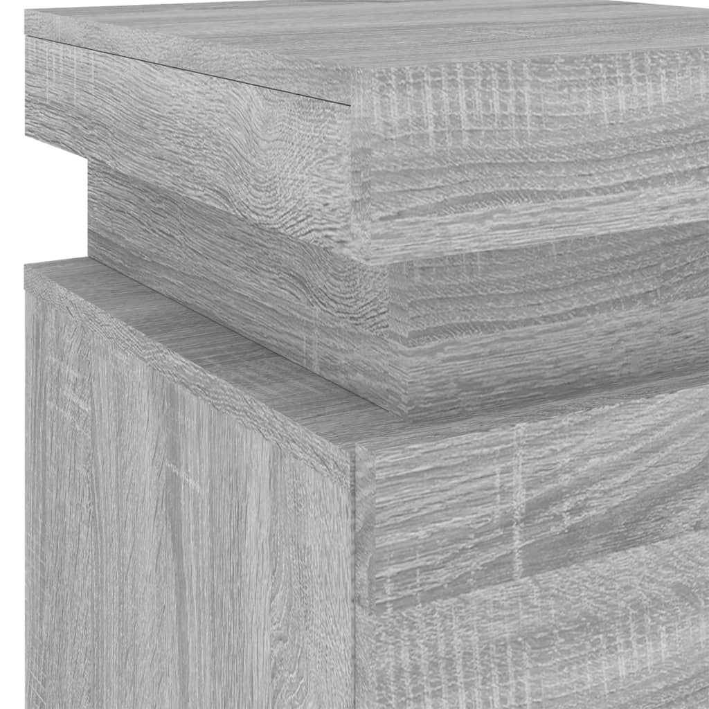Bedside table with LED lights Gray Sonoma 35x39x55 cm