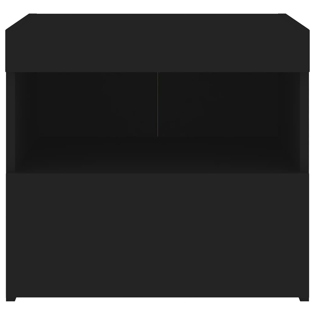 Bedside table with LED lights Black 50x40x45 cm