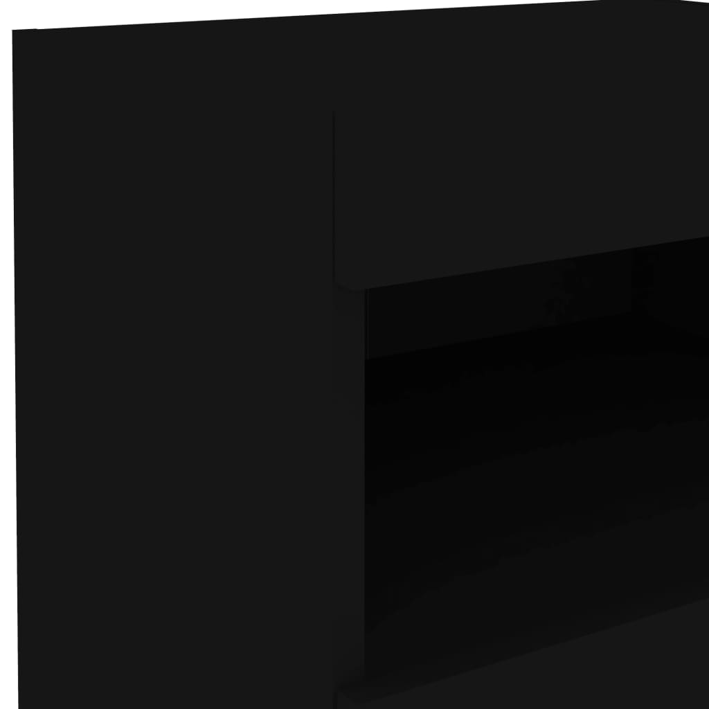 Bedside table with LED lights Black 50x40x45 cm