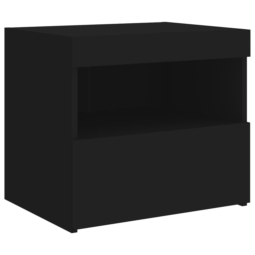 Bedside tables with LED lights 2 pcs. Black 50x40x45 cm