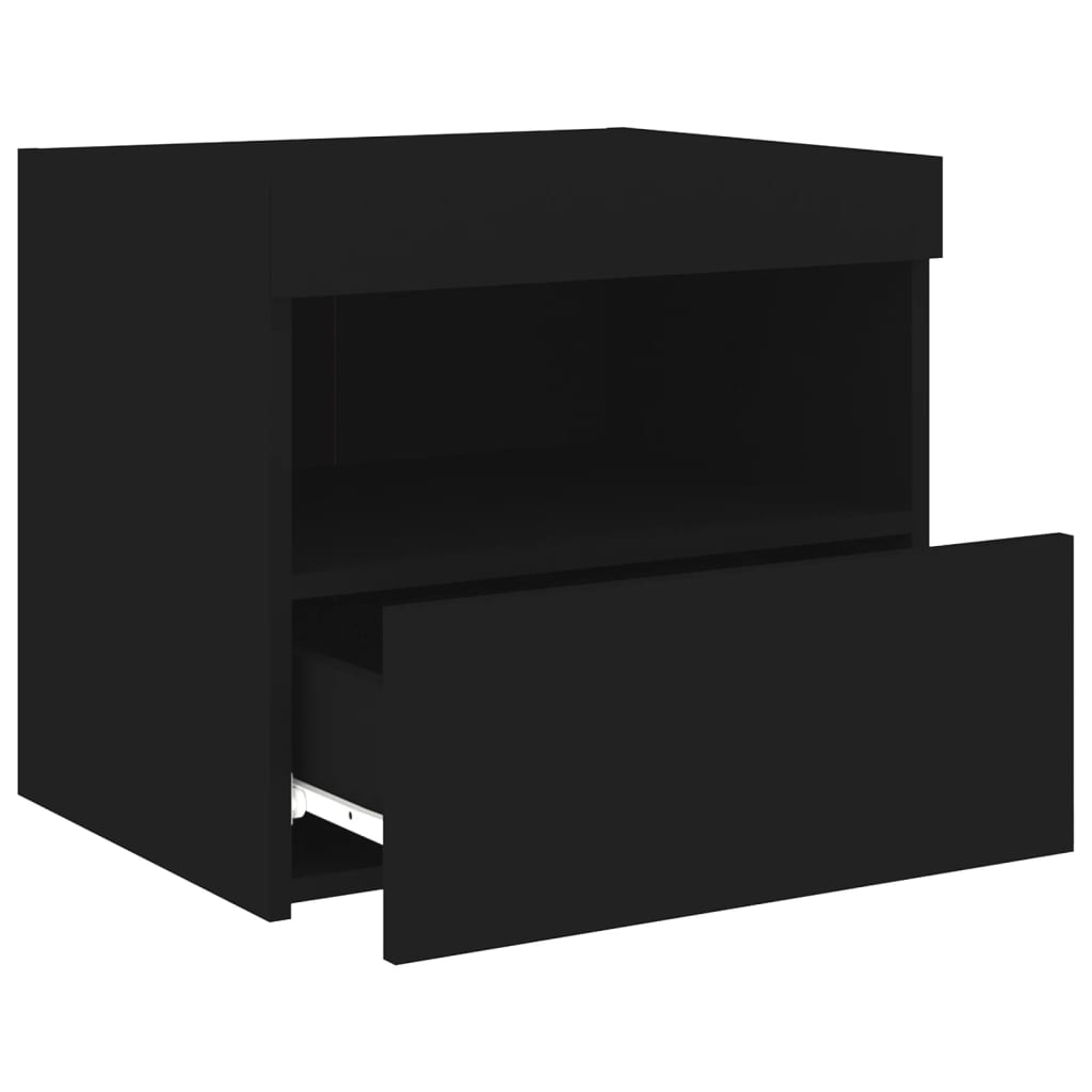 Bedside tables with LED lights 2 pcs. Black 50x40x45 cm